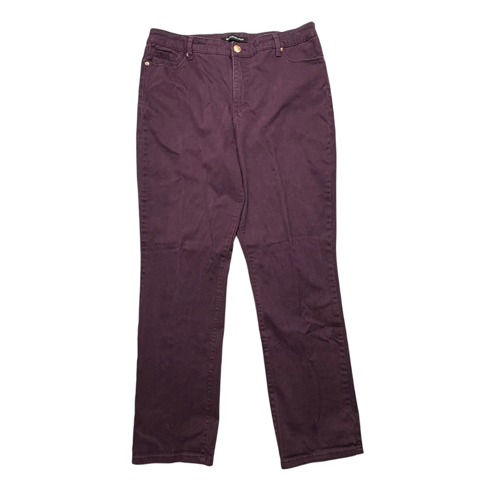 Bandolino Amy Straight Leg Jeans Women 16 Purple Mid Rise Stretch Tummy Slimming